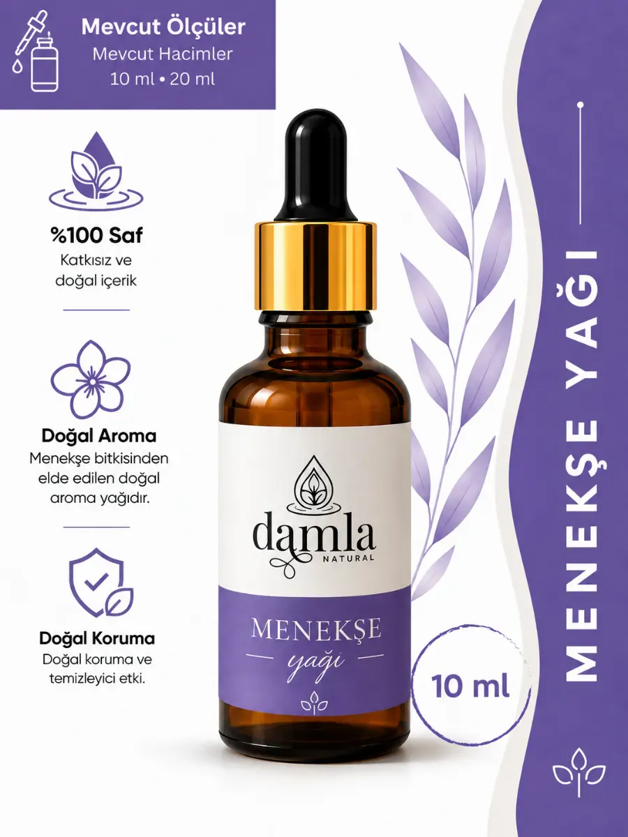 Menekşe Yağı Aroması - Difüzör ve Ortam Kokusu - Cam Şişe - %100 Doğal Aroma - Violet Oil