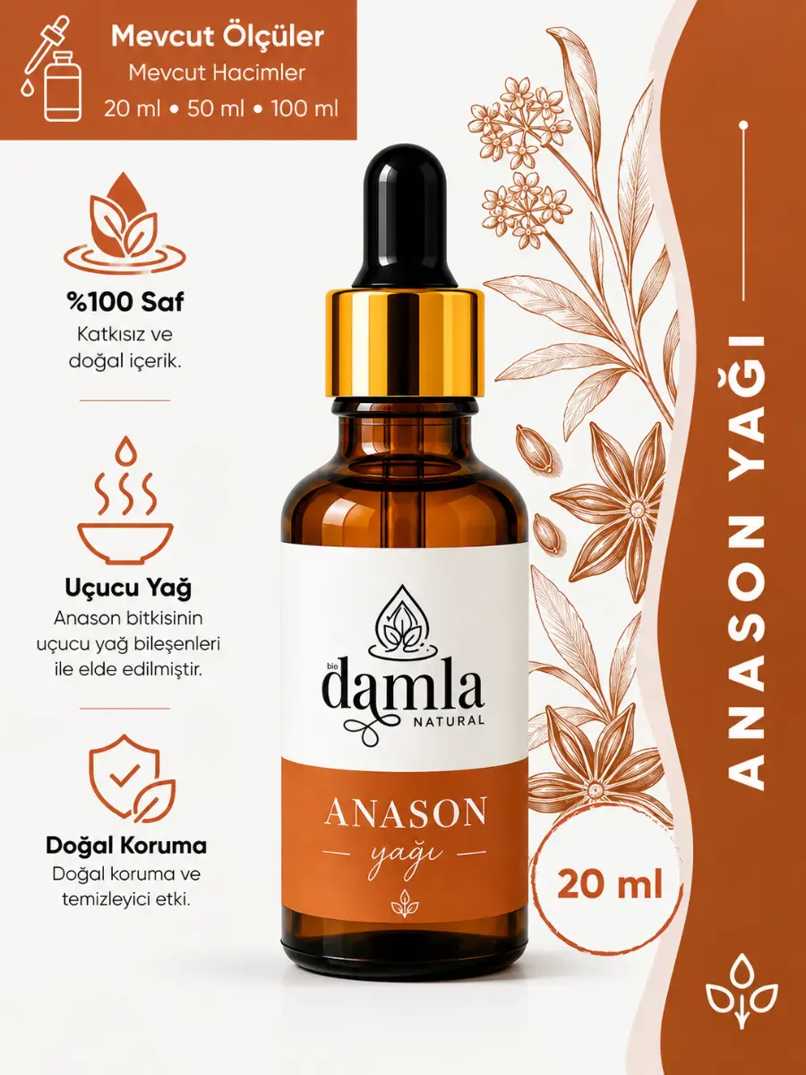 Anason Uçucu Yağı - Aromaterapi ve Masaj - %100 Saf ve Organik - Aniseed Essential Oil