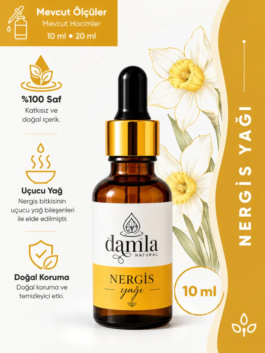 Nergis Uçucu Yağı - Aromaterapi ve Doğal Parfüm - %100 Saf & Organik - Narcissus Essential Oil
